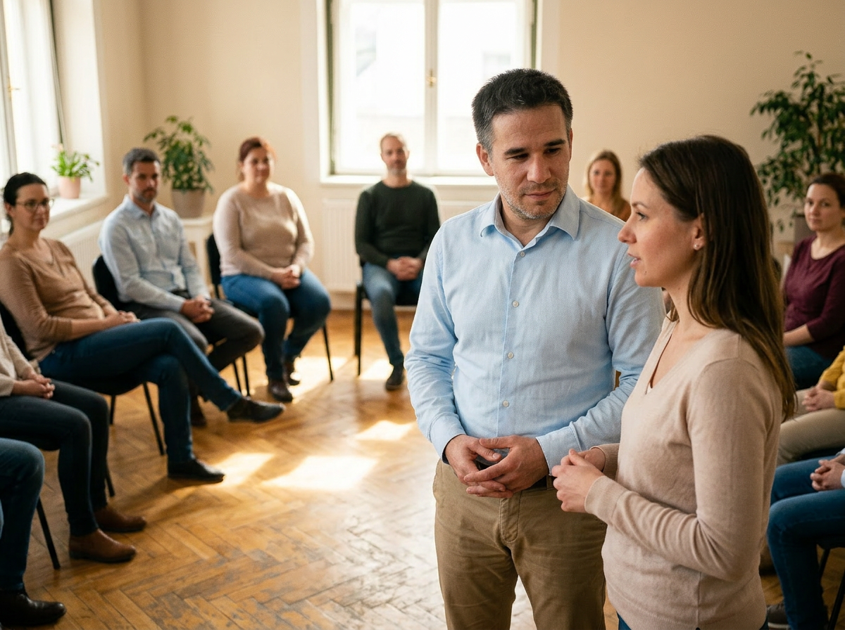 Dobrai Zoltán csoportvezetői helyzetben, pszichodráma műhelyben