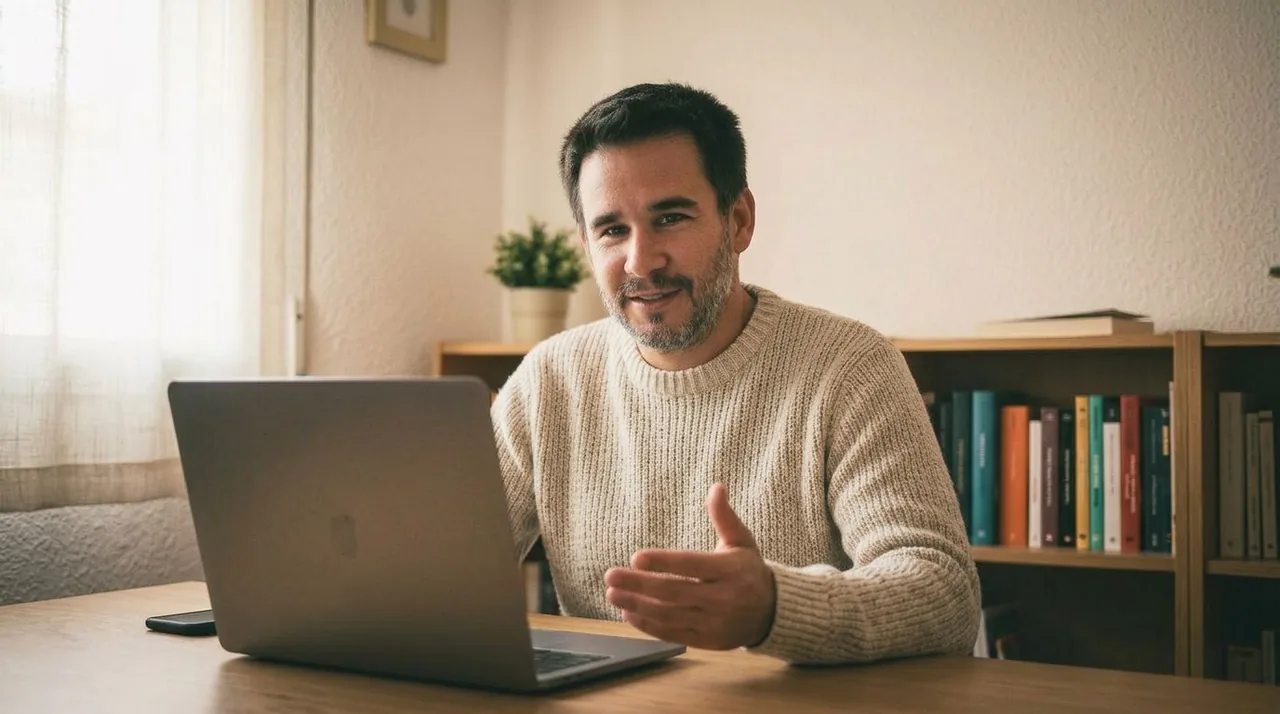 Dobrai Zoltán online konzultáció közben laptop mellett